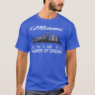 GPS Coordinates City Miami Skyline Dream City T-Shirt