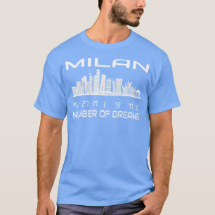 GPS Coordinates City Milan Skyline Dream City 2 T-Shirt