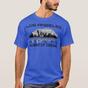 GPS Coordinates Los Angeles Skyline Dream City 3 T-Shirt