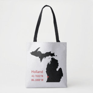 GPS Coordinates of Holland Michigan Tote Bag