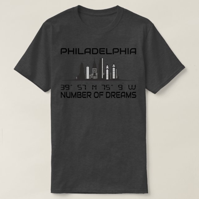 GPS Coordinates Philly City Philadelphia Skyline 1 T-Shirt (Design Front)