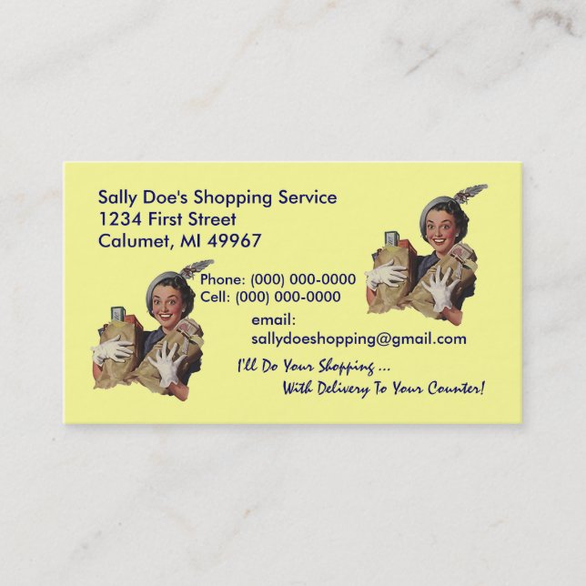 GR8 Retro Business Card Grocery Shopping Service (Front)
