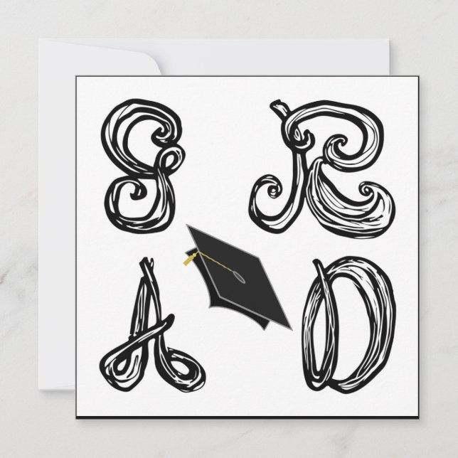 GR AD Fabric Font Grad Casquette Graduation Carte  (Devant)