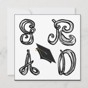 GR AD Fabric Font Grad Casquette Graduation Carte 