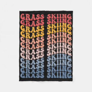 Gr Skiing Groovy Retro Sports Fleece Blanket