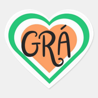 Grá - Irish Love design - Irish Language Heart Sticker