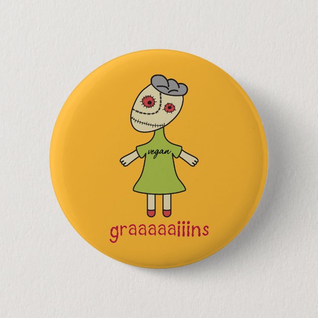 Graaaaaiins Vegan Zombie 2 Inch Round Button (Front)
