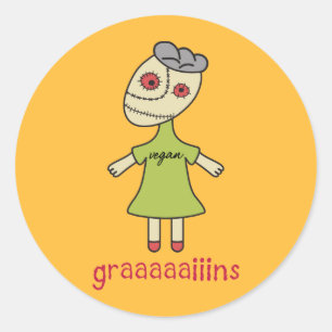 Graaaaaiins Vegan Zombie Classic Round Sticker