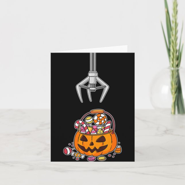 Grab A Candy Pumpkin Funny Halloween  Card (Front)