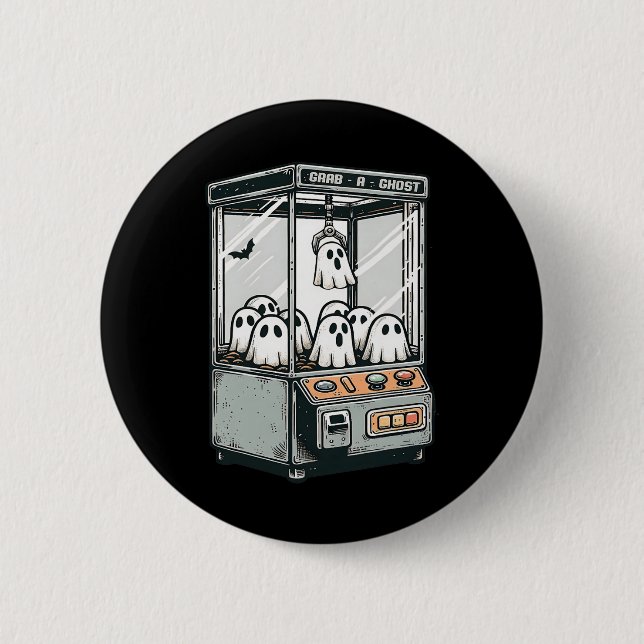 Grab A Ghost Claw Machine Arcade Funny Halloween K 2 Inch Round Button (Front)
