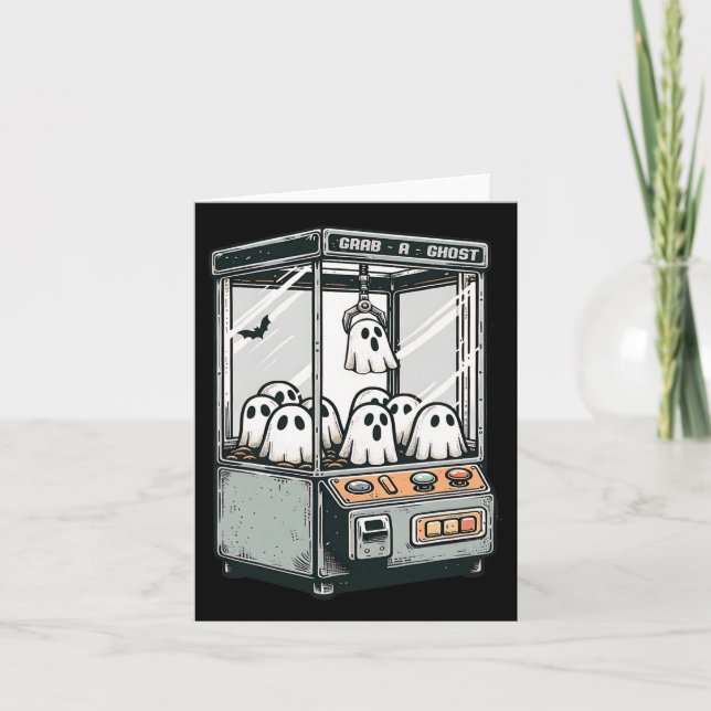Grab A Ghost Claw Machine Arcade Funny Halloween K Card (Front)