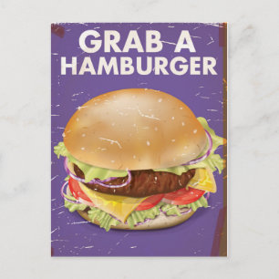 Grab a Hamburger Vintage Food Poster. Postcard