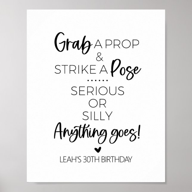 Grab A Prop Photo Booth Sign (Front)