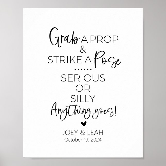 Grab A Prop Strike a Pose Photo Booth Sign (Front)