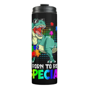 Grab this cute Born To Be Special T rex Puzzle Din Thermal Tumbler