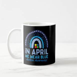 Grab this cute In April We Wear Blue Autism Awaren Coffee Mug