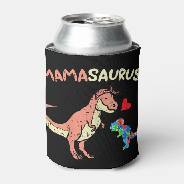 Grab this cute Mamasaurus Heart Puzzle Dino T-Shir Can Cooler (Can Front)