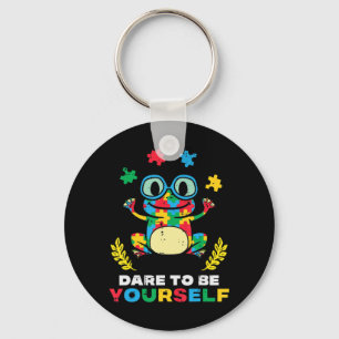 Grab this cute Puzzle Frog Dare To Be Yourself T-S Keychain