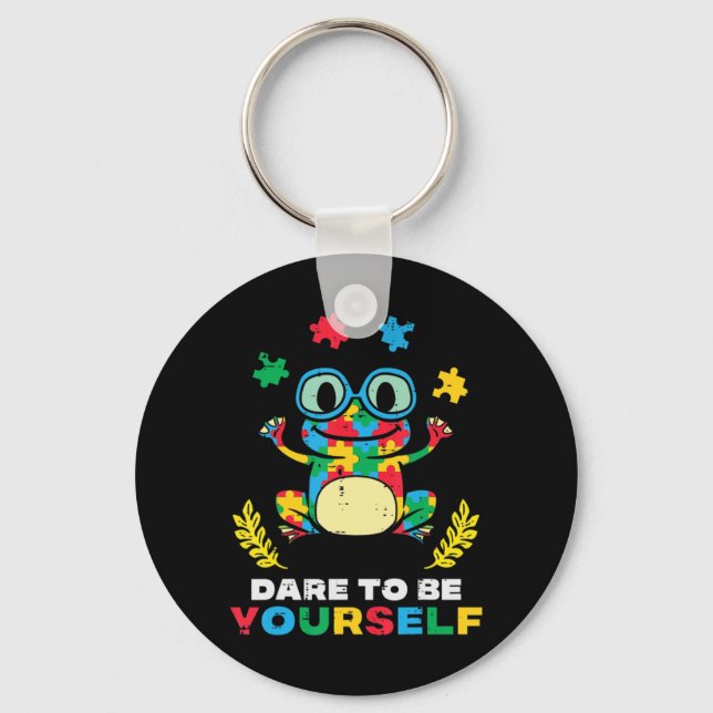 Grab this cute Puzzle Frog Dare To Be Yourself T-S Keychain (Front)