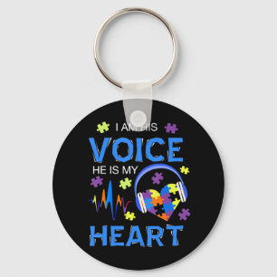 Grab this "I Am His Voice He Is My Heart Autism Aw Keychain