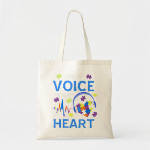 Grab this "I Am His Voice He Is My Heart Autism Aw Tote Bag