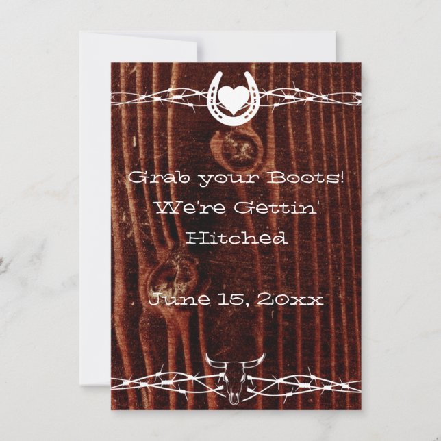 Grab your Boots Country Western Wedding Invitation (Front)