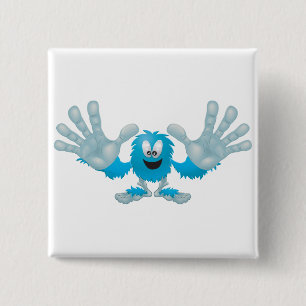grabby slap ten furry blue goofy monster 2 inch square button
