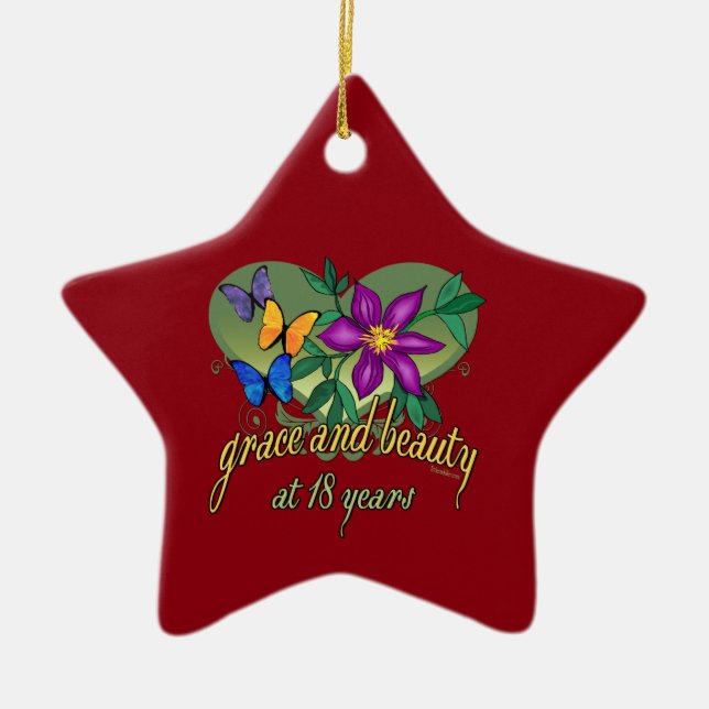 Grace and Beauty at 18 years old Ceramic Ornament (Front)