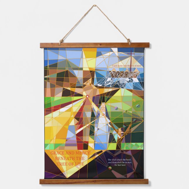 Grace and Mercy Tree of Life Christian art Hanging Tapestry (Front)