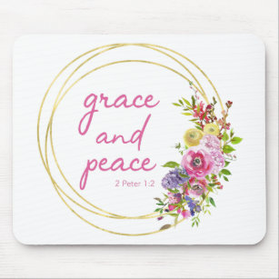 Grace And Peace Floral Mouse Pad