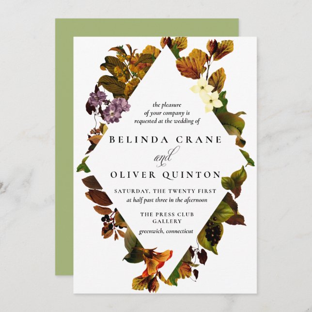 Grace Autumn Vintage Wedding Invitations (Front/Back)