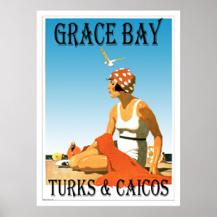 Grace Bay Turks & Caicos Retro Poster