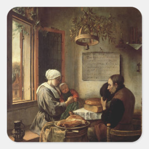 Grace before Meat, 1660 Square Sticker