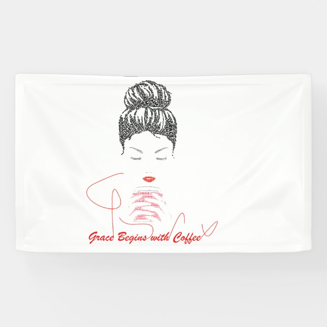 Grace Begins with Coffee Typography Banner (Horizontal)