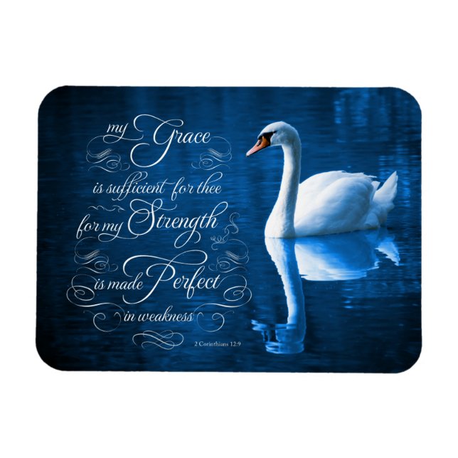 Grace Bible Verse Mute Swan Photo Magnet (Horizontal)