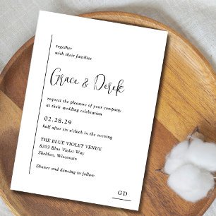 Grace Black and White Modern Wedding Invitation