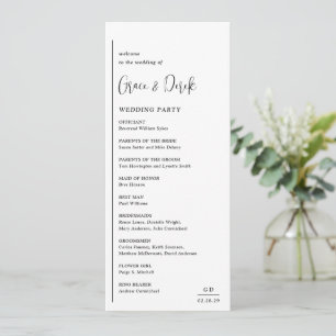 Grace Black and White Modern Wedding Program