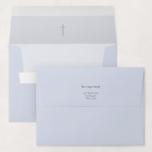Grace Blue Religious Cross Baptism Invitation