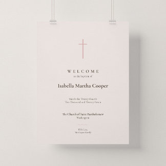 Grace Blush Cross Baptism Church Welcome Poster