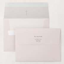 Grace Blush Religious Cross Baptism Invitation