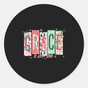 Grace Christmas Santa Coquette Bow Women Girls  Classic Round Sticker