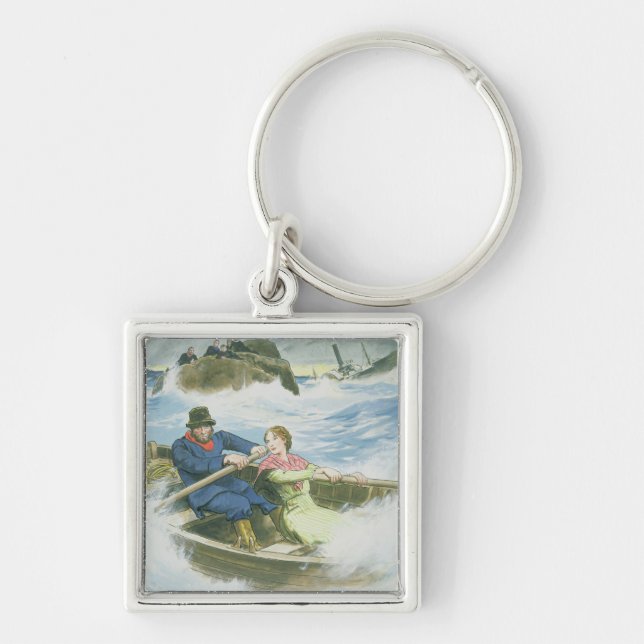 Grace Darling (1815-41) and her father rescuing su Keychain (Front)