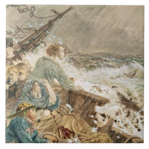 Grace Darling and her father saving the shipwrecke Tile