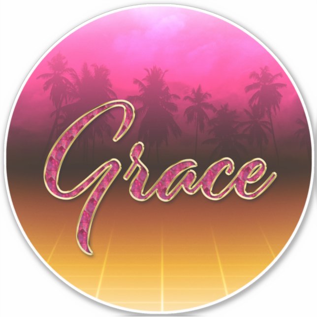 Grace First Name golden pink sticker sticker (Front)