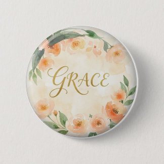 Grace Floral Aesthetic Custom Round Button
