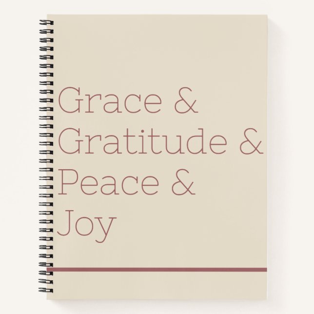 Grace Gratitude Peace Joie Bullet Journal (Devant)