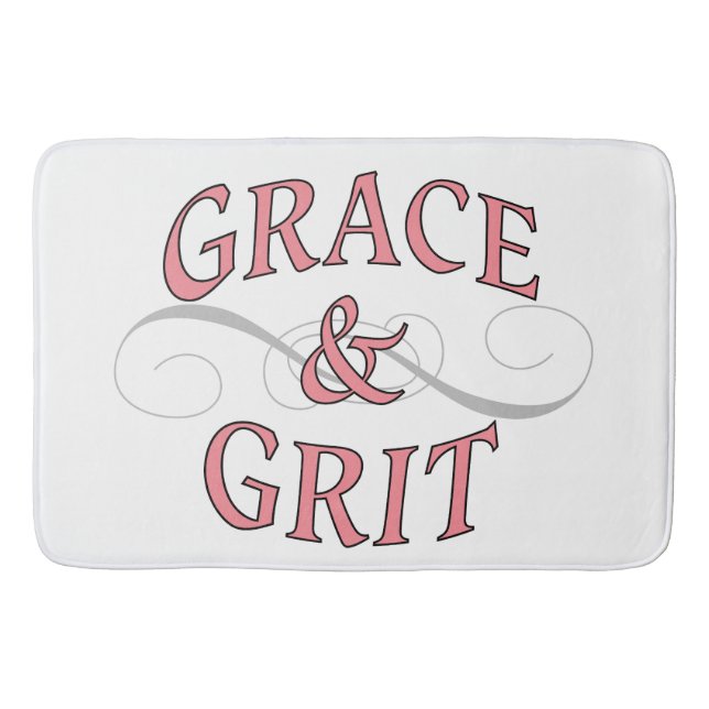 Grace & Grit in Pink and Grey Bath Mat (Front)