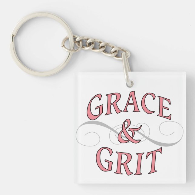 Grace & Grit in Pink and Grey Keychain (Front)