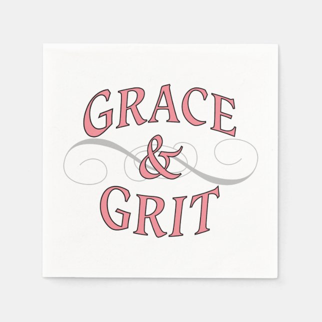 Grace & Grit in Pink and Grey Napkin (Front)