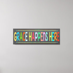 Grace Happens Here Colourful Christian Chalkboard  Canvas Print